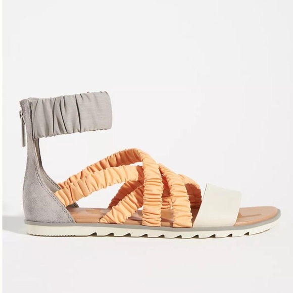 Sorel Ella II Ankle Strap Sandals Size 7 Peach Gray White - Picture 2 of 7